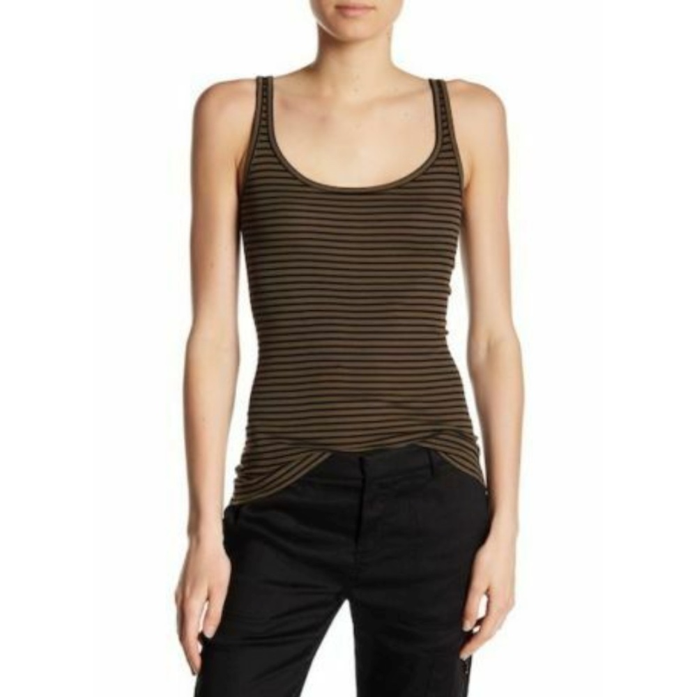 Vince Striped Ribbed Pima Cotton/Modal Tank